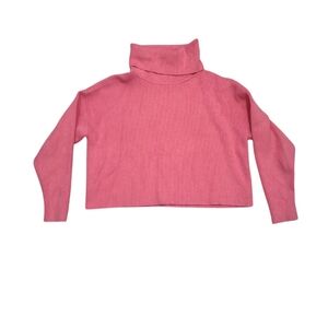 Lumiere Women's pink turtleneck boxy crop sweater size S cozy soft preppy casual